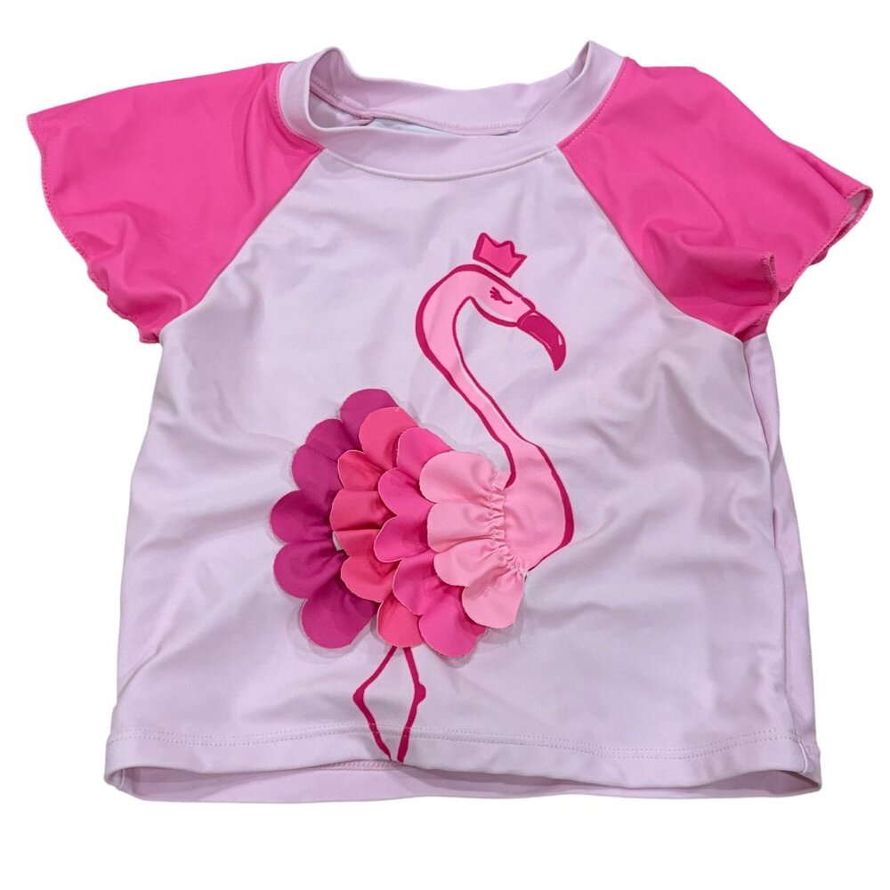 Andy & Evan Girls Flamingo Rash Guard Swim Shirt 3T Polyester Spandex Pink